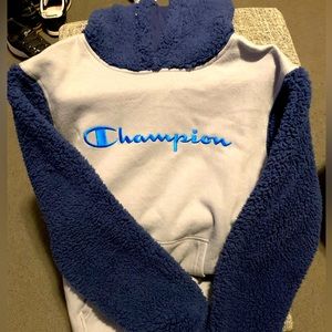 Kids XL champion hoodie - faux fur arm and hood- brand new with tags